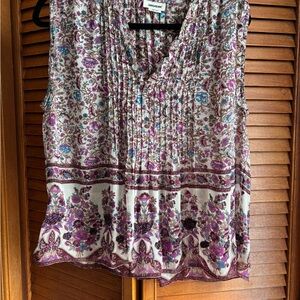 ZADIG & VOLTAIRE Thym Print Beaded Sheer Sleeveless Top